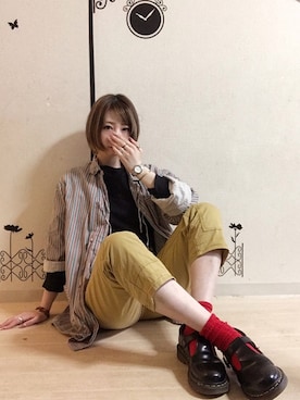 「軍物」｜「アイテム（ブーツ）」を使った、ピザ子@ゆるーく更新さん（レディース・167cm）の夏コーディネート