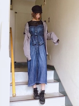 「Arnold Palmer（アーノルドパーマー）のアイテム（シャツワンピース）」を使った、ピザ子@ゆるーく更新さん（レディース・167cm）の秋コーディネート