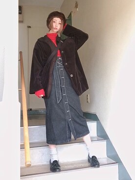 ピザ子@ゆるーく更新さんの「デニムナロースカート」を使ったコーディネート
