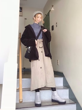 「トレンチスカート」｜ピザ子@ゆるーく更新さん（レディース・167cm）の冬コーディネート
