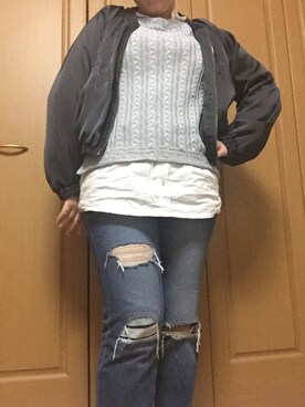 「axes femme（アクシーズファム）のアイテム（ブルゾン）」を使った、マトリョーシカさん（レディース・151cm）の春コーディネート