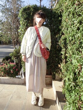 「caph（カーフ）のアイテム（ブルゾン）」を使った、midoriさん（レディース・168cm）の冬コーディネート