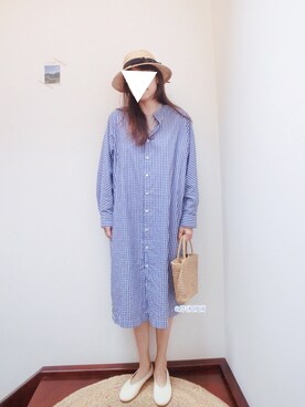 「yuni」｜「アイテム（シャツワンピース）」を使った、midoriさん（レディース・168cm）の夏コーディネート