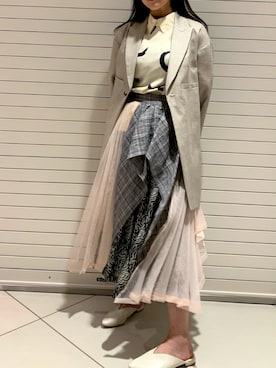 「夏シャツ」｜「アイテム（ジャケット/アウター）」を使った、tamagodepatoさん（レディース・163cm）の春コーディネート