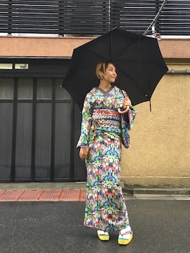 「ネコ」｜「アイテム（浴衣）」を使った、CHOKOさん（レディース・167cm）の秋コーディネート
