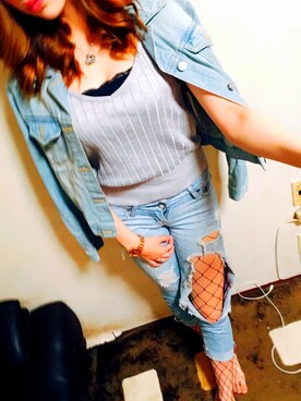 「GRL（グレイル）のアイテム（デニムジャケット）」を使った、Ⓜ︎さん（レディース・164cm）の春コーディネート