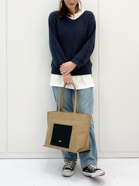 「& chouette（アンドシュエット）のアイテム（トートバッグ）」を使った、&chouette（アンドシュエット）さん（レディース・172cm）の春コーディネート