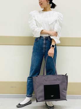 「& chouette（アンドシュエット）のアイテム（トートバッグ）」を使った、&chouette（アンドシュエット）さん（レディース・157cm）の春コーディネート