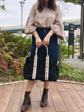「& chouette（アンドシュエット）のアイテム（トートバッグ）」を使った、&chouette（アンドシュエット）さん（レディース・161cm）の春コーディネート