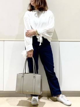「& chouette（アンドシュエット）のアイテム（トートバッグ）」を使った、&chouette（アンドシュエット）さん（レディース・157cm）の春コーディネート