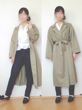 「SEVENDAYS=SUNDAY（セブンデイズサンデイ）のアイテム（トレンチコート）」を使った、momoriさん（レディース・155cm）の秋コーディネート