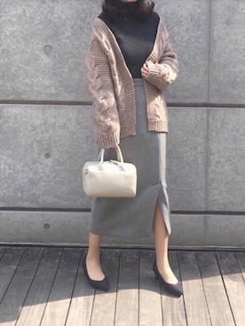 「UNIQLO（ユニクロ）のエクストラファインメリノリブタートルネックセーター（長袖）（ニット/セーター）」を使った、haushinkaさん（レディース・157cm）の春コーディネート