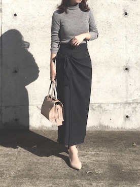 「UNIQLO（ユニクロ）のエクストラファインメリノリブタートルネックセーター（長袖）（ニット/セーター）」を使った、haushinkaさん（レディース・157cm）の秋コーディネート