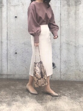 「巾着バッグ」｜「アイテム（レインシューズ）」を使った、haushinkaさん（レディース・157cm）の夏コーディネート