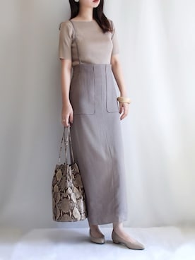 「巾着バッグ」｜「アイテム（レインシューズ）」を使った、haushinkaさん（レディース・157cm）の秋コーディネート