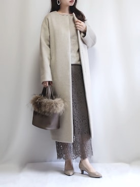 「ノーカラー」｜「アイテム（その他アウター）」を使った、haushinkaさん（レディース・157cm）の秋コーディネート