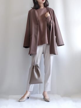 「NANO universe（ナノユニバース）のアイテム（ノーカラージャケット）」を使った、haushinkaさん（レディース・157cm）の秋コーディネート