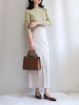 「ミントグリーン」｜「アイテム（ボストンバッグ）」を使った、haushinkaさん（レディース・157cm）の秋コーディネート