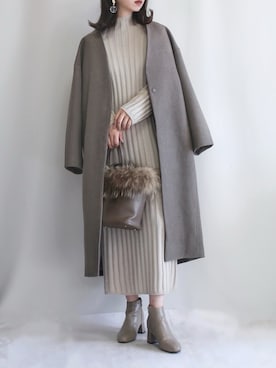 「crie conforto（クリーコンフォルト）のアイテム（ジャケット/アウター）」を使った、haushinkaさん（レディース・157cm）の冬コーディネート