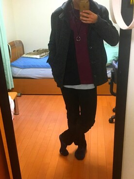 「knock through abstraction（ノックスルーアブストラクション）のアイテム（ジャケット/アウター）」を使った、ヒロトさん（メンズ・173cm）の秋コーディネート