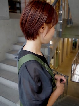 「NANO universe（ナノユニバース）のアイテム（サロペット/オーバーオール）」を使った、emiさん（レディース・155cm）の夏コーディネート