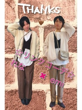 「ニコアンド」｜「アイテム（ハンチング/ベレー帽）」を使った、emiさん（レディース・155cm）の秋コーディネート