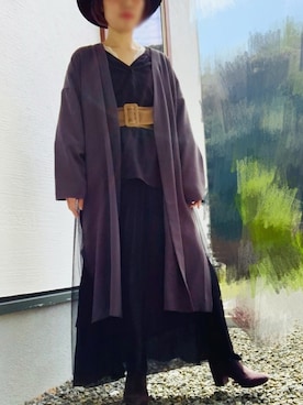 「OSMOSIS（オズモーシス）のアイテム（その他アウター）」を使った、emiさん（レディース・155cm）の秋コーディネート