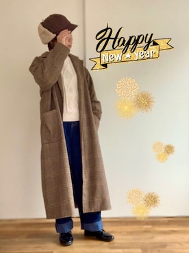 「kutir（クティール）のアイテム（チェスターコート）」を使った、emiさん（レディース・155cm）の冬コーディネート