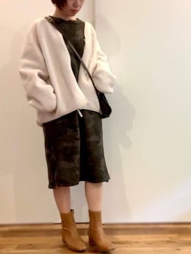 「ボア」｜「アイテム（マウンテンパーカー）」を使った、emiさん（レディース・155cm）の冬コーディネート