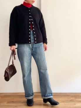 「スクエアトゥ」｜「アイテム（ブーティ）」を使った、emiさん（レディース・155cm）の冬コーディネート