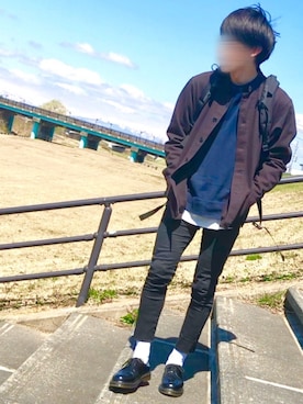 「アイテム（スウェット、ブルー系）」を使った、たくみさん（メンズ・168cm）の春コーディネート