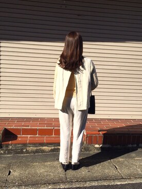 「earth music&ecology（アースミュージックアンドエコロジー）のアイテム（バレエシューズ、ブラック系）」を使った、meyuさん（レディース・151cm）の冬コーディネート