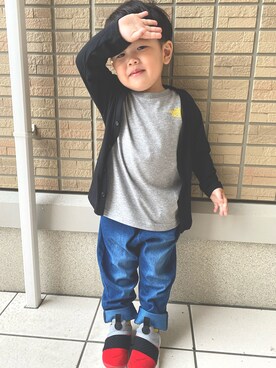 「ノースフェイス」｜そーすさん（キッズ・90cm）の春コーディネート