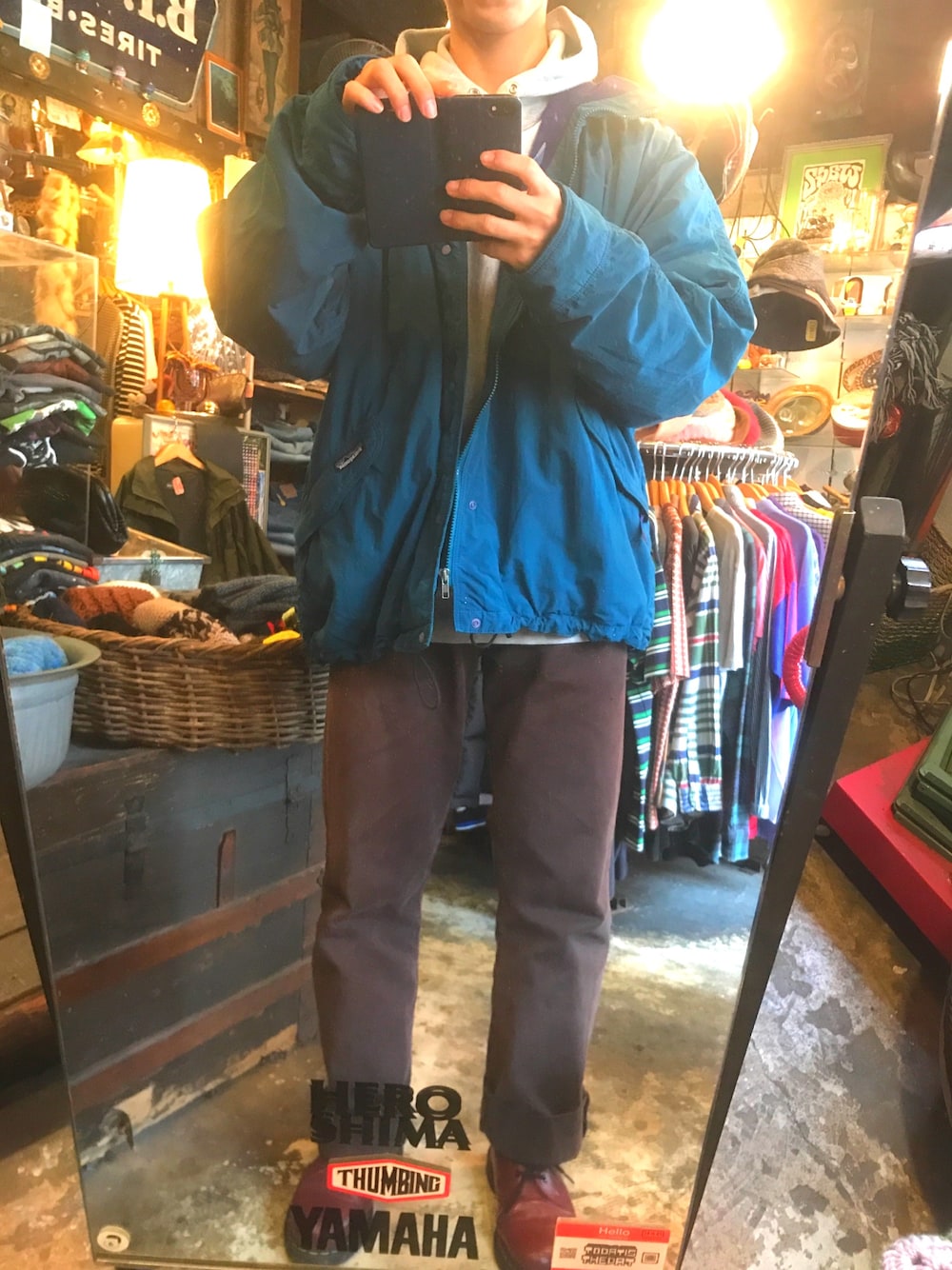 「Dr.Martens、patagonia、Bape、HIPHOP」｜「Dr. MartensのDr.Martens/ドクターマーチン/1461 SMOOTH 3EYE GIBSON 3ホール ギブソン（ブーツ、レッド系）」を使った、あいくん Aiさん（メンズ・172cm）の秋コーディネートの1枚目の写真
