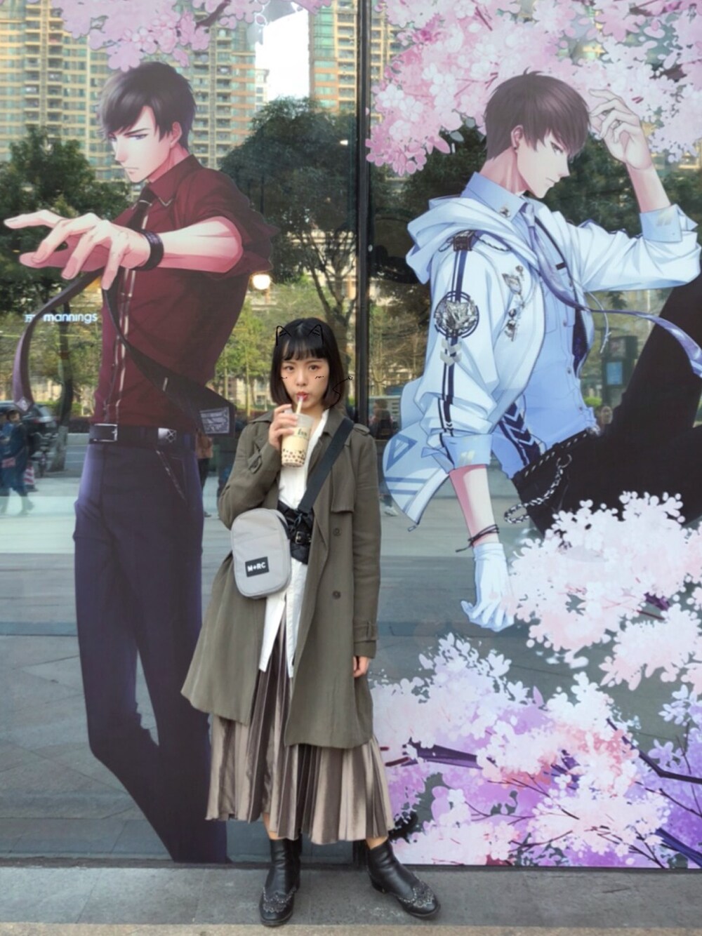 「カジュアル、春、オトナカジュアル、低身長、今日のコーデ、古着」｜「古著のアイテム（トレンチコート、グリーン系）」を使った、shamshamさん（レディース・156cm）の春コーディネートの1枚目の写真