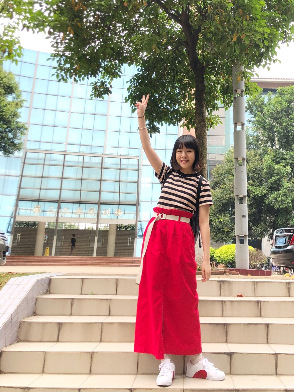 「オトナカジュアル、UNIQLO、adidas、ciaopanic、ROOTOTE、春コーデ」｜「ROOTOTEの【ROOTOTE】バックパック（バックパック/リュック、グレー系）」を使った、shamshamさん（レディース・156cm）の春コーディネートの1枚目の写真