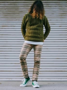 「タータンチェック」｜「アイテム（アナログ腕時計）」を使った、Teddy bear🧸さん（メンズ・176cm）の冬コーディネート