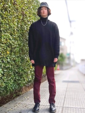 ブーツを使った ワインレッド のメンズ人気ファッションコーディネート Wear