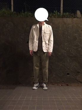 「アイテム（カバーオール、ホワイト系）」を使った、shunさん（メンズ・175cm）の春コーディネート