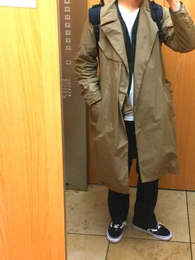 「インナーダウン」｜「アイテム（トレンチコート）」を使った、daaaatoyoさん（メンズ・172cm）の冬コーディネート