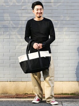 「URBAN RESEARCH Sonny Label（アーバンリサーチサニーレーベル）のアイテム（バッグ）」を使った、nagamine yukiさん（メンズ・175cm）の冬コーディネート