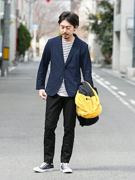 「URBAN RESEARCH Sonny Label（アーバンリサーチサニーレーベル）のアイテム（テーラードジャケット）」を使った、nagamine yukiさん（メンズ・175cm）の春コーディネート