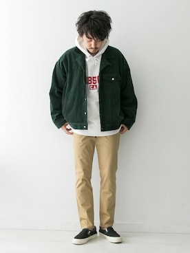 「UNIVERSAL OVERALL（ユニバーサルオーバーオール）のアイテム（ブルゾン）」を使った、nagamine yukiさん（メンズ・175cm）の秋コーディネート