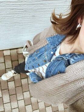 「アイテム（デニムジャケット）」を使った、m.eさん（レディース・160cm・20代）の春コーディネート