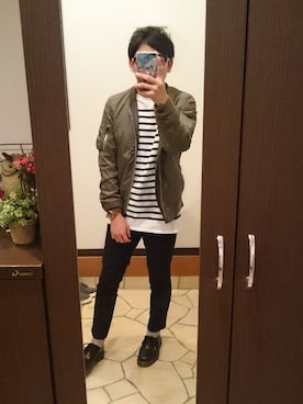 「Alpha Industries（アルファインダストリーズ）のアイテム（ブルゾン）」を使った、ひろさん（メンズ・163cm）の秋コーディネート