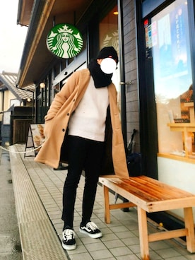 「SEVENDAYS=SUNDAY（セブンデイズサンデイ）のアイテム（チェスターコート）」を使った、ひろさん（メンズ・163cm）の冬コーディネート