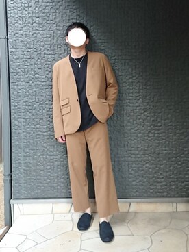 「unfil」｜「アイテム（ノーカラージャケット）」を使った、ひろさん（メンズ・163cm）の秋コーディネート