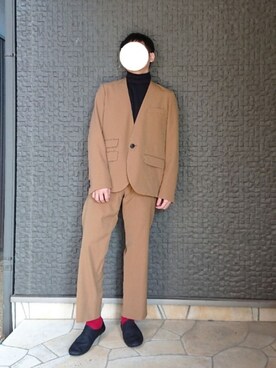 「unfil」｜「アイテム（ノーカラージャケット）」を使った、ひろさん（メンズ・163cm）の秋コーディネート