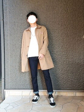 「シンプルおしゃれが好き」｜「アイテム（ステンカラーコート）」を使った、ひろさん（メンズ・163cm）の秋コーディネート