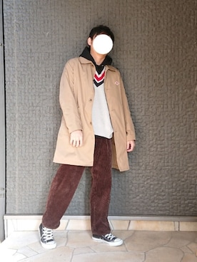 「アイラブCONVERSE」｜「アイテム（ステンカラーコート）」を使った、ひろさん（メンズ・163cm）の冬コーディネート